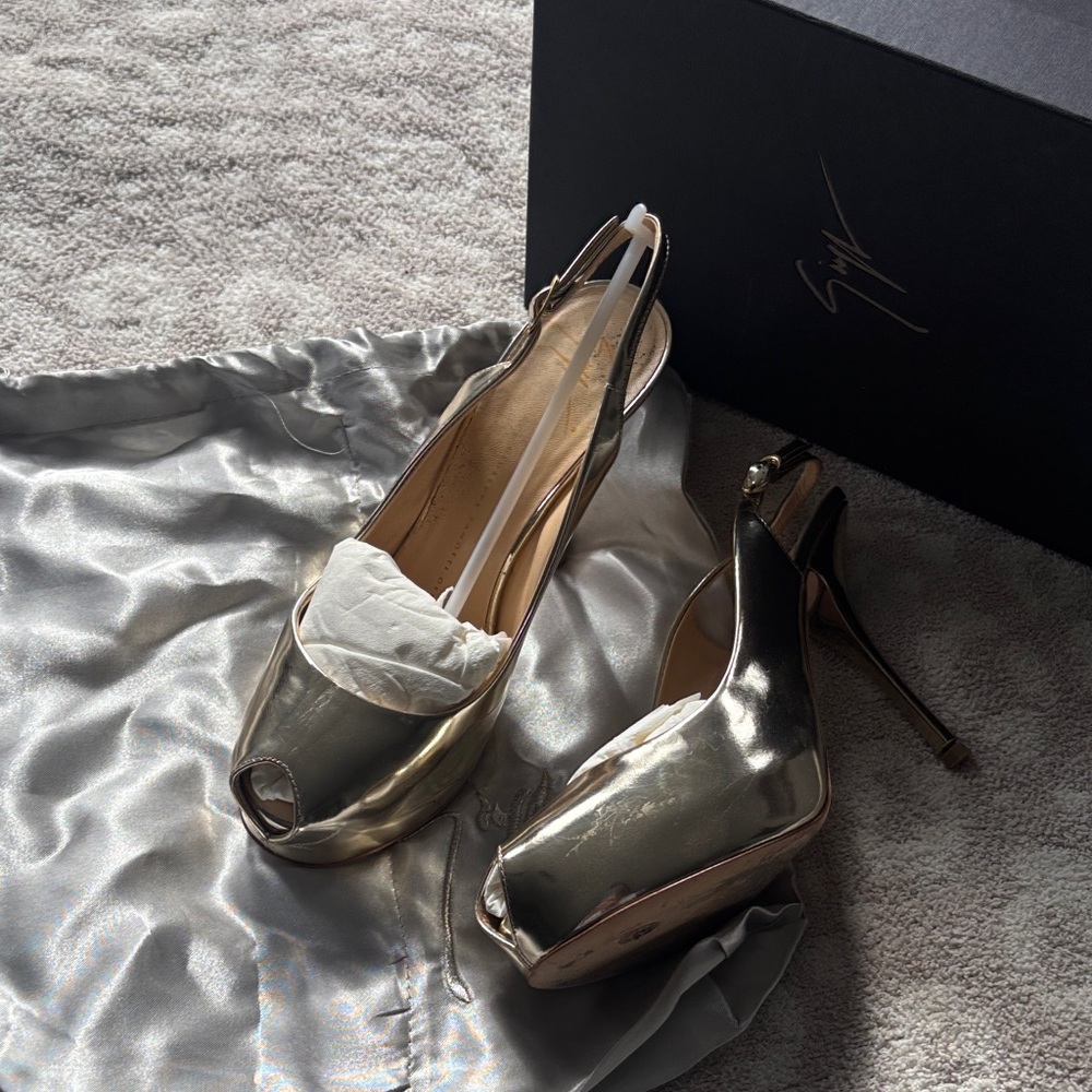Chic Metallic Peep-Toe Heels